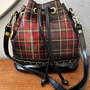 Patricia Nash Tartan Plaid Drawstring Bucket Bag